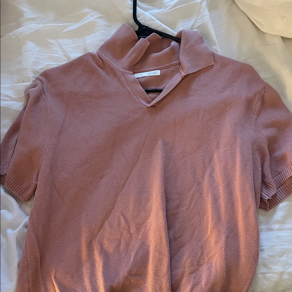 ZARA Pink Short Sleeve Sweater
